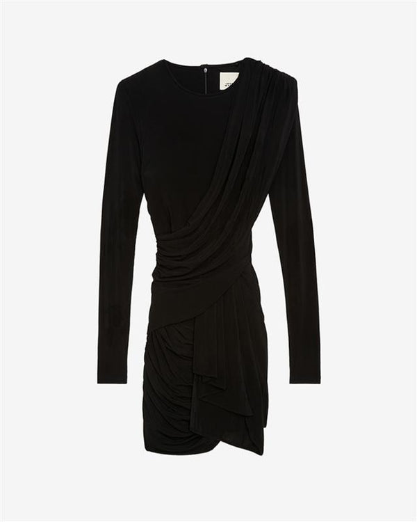 Abito fluido georgia in jersey drappeggiato - Nero - Woman - 1