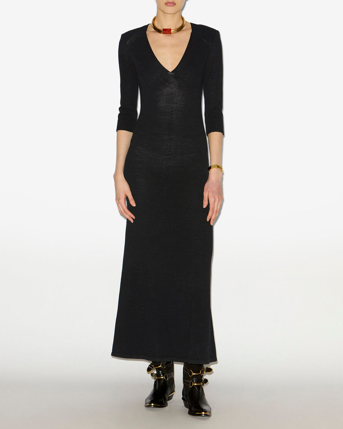 Salina long knit dress - Black - Woman - 1