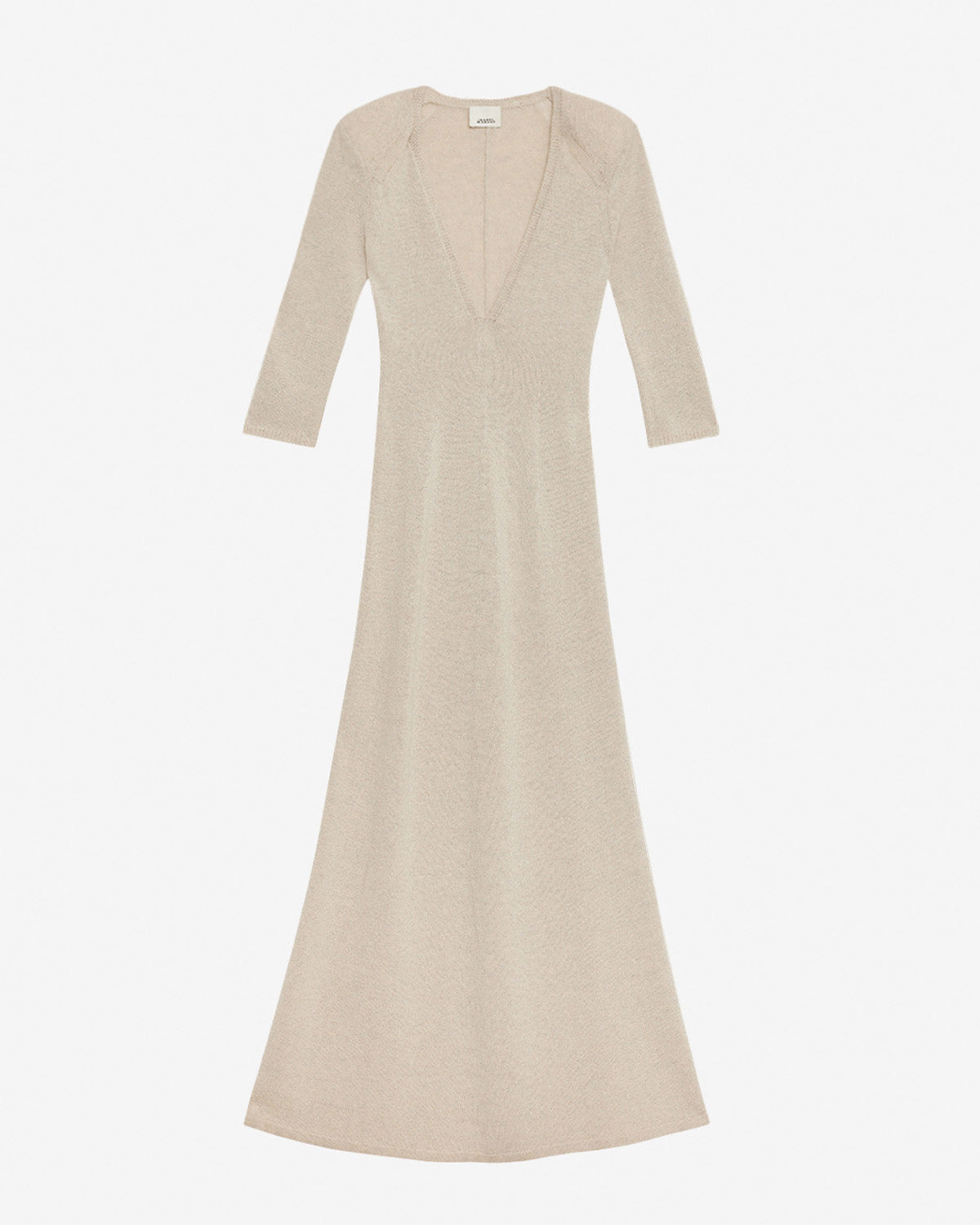 Vestido largo salina de malla - Beige - Woman - 4