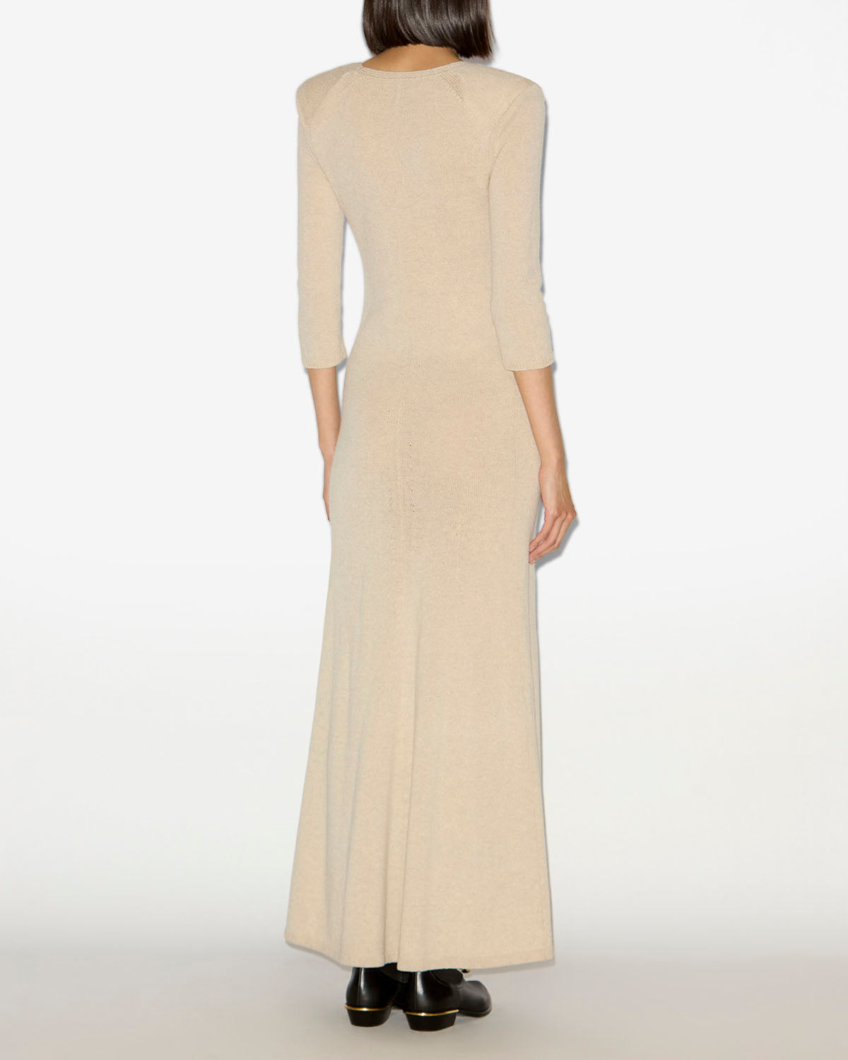 Vestido largo salina de malla - Beige - Woman - 3