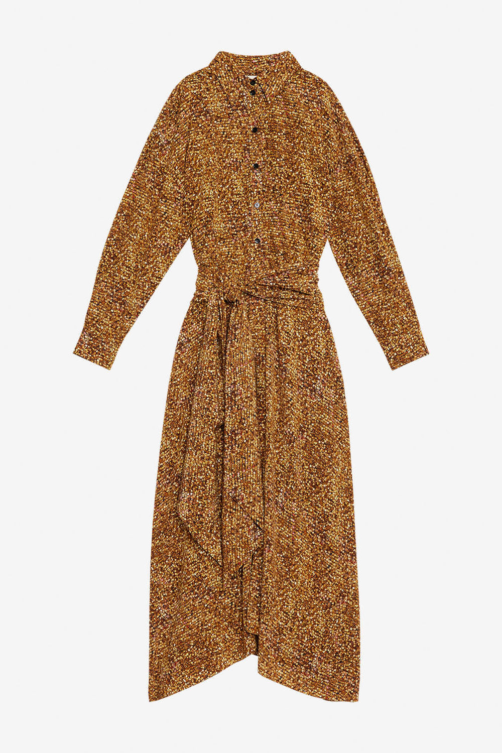 Samantha long crepe shirt dress - Ochre - Woman - 1