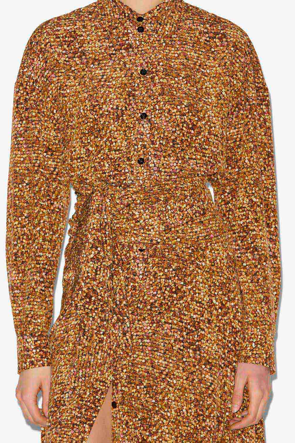 Samantha long crepe shirt dress - Ochre - Woman - 3