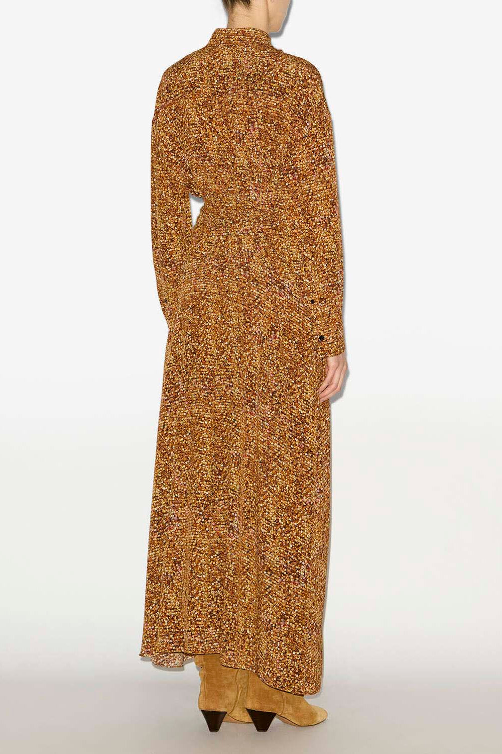 Samantha long crepe shirt dress - Ochre - Woman - 4