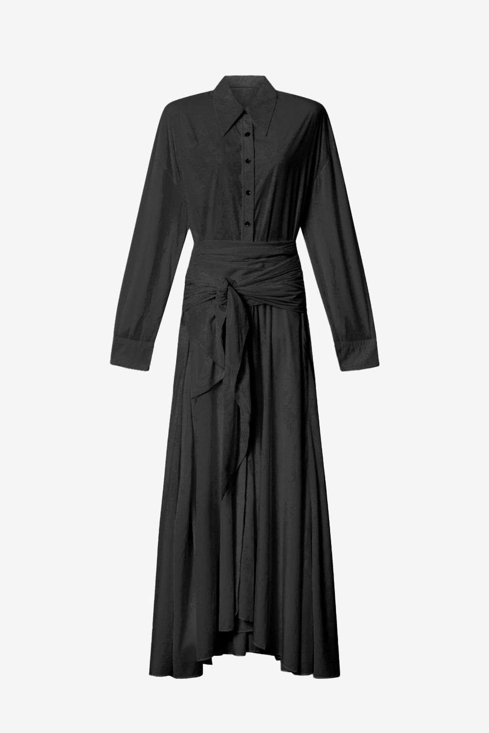 Samantha long crepe shirt dress - Black - Woman - 1
