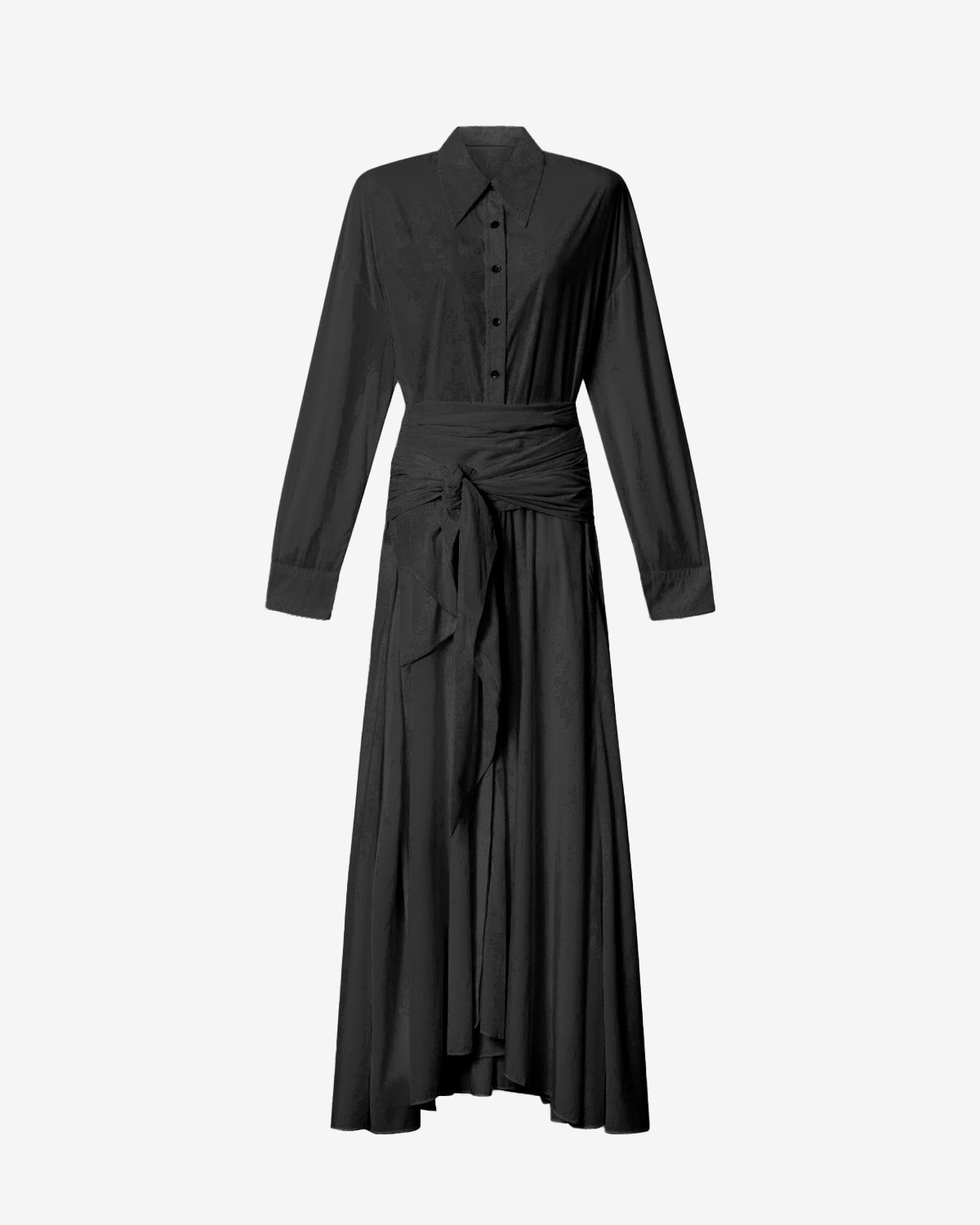 Langes hemdkleid samantha aus crêpestoff - Schwarz - Woman - 4