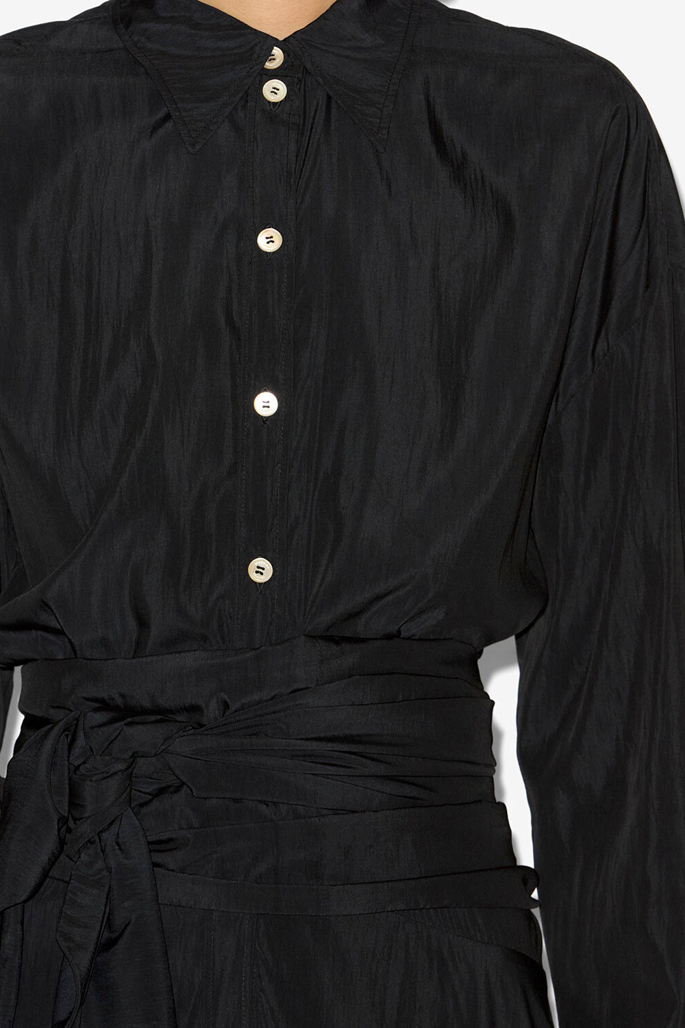 Samantha long crepe shirt dress - Black - Woman - 3