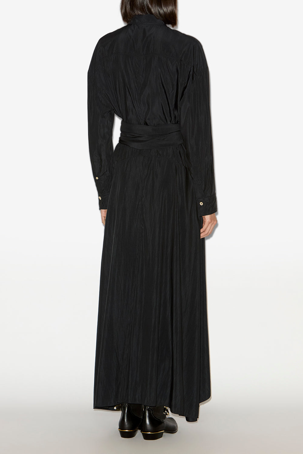 Samantha long crepe shirt dress - Black - Woman - 4