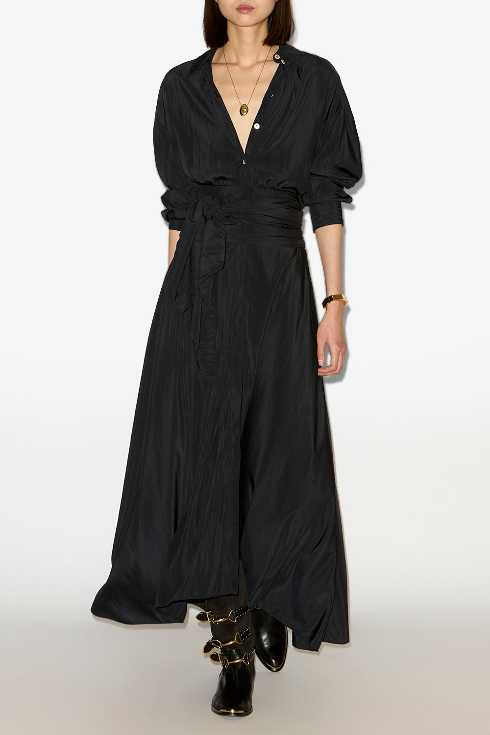 Samantha long crepe shirt dress - Black - Woman - 2