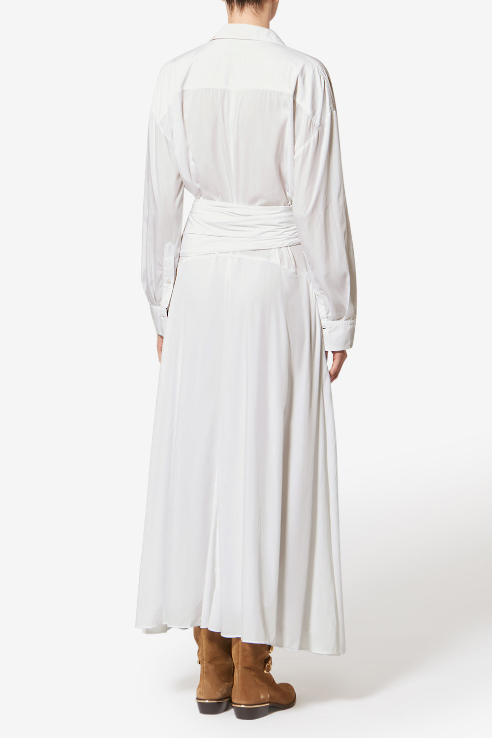 Samantha long crepe shirt dress - White - Woman - 4