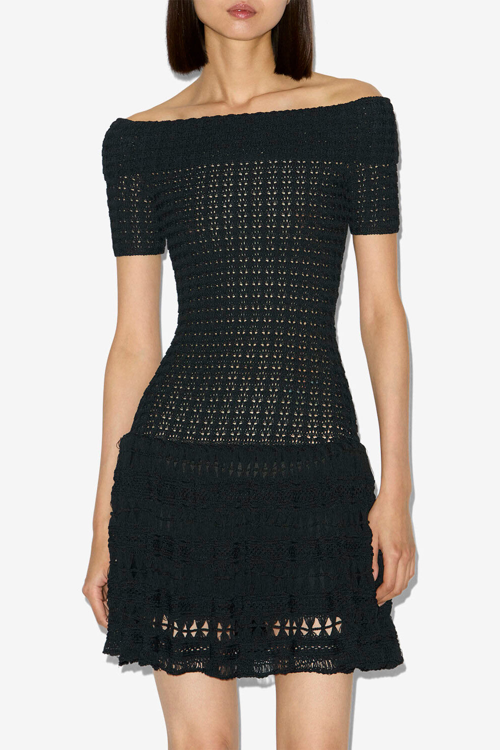 Charlotte short crochet dress - Black - Woman - 4