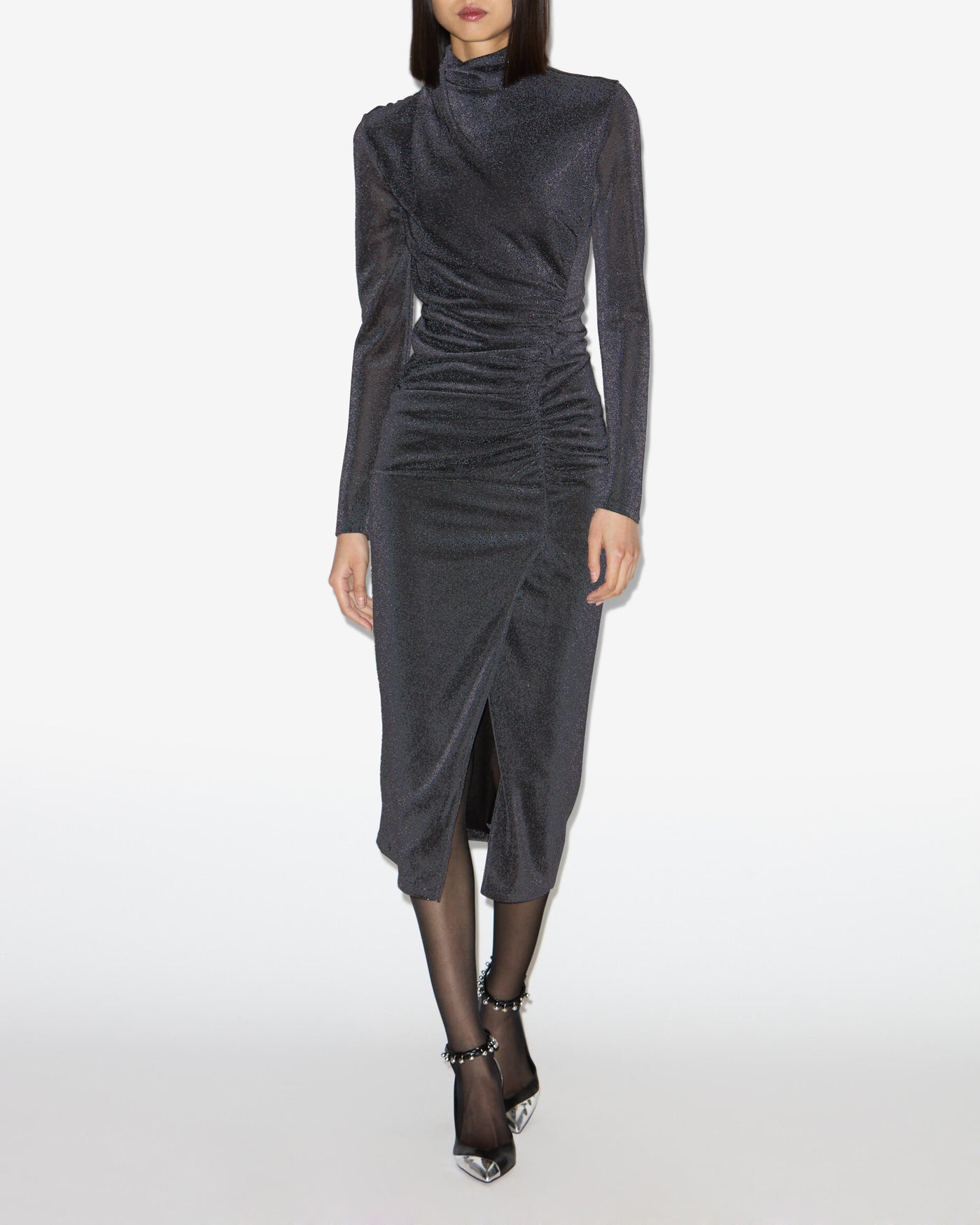 Robe longue en lurex jenisa - Gun metal - Woman - 1