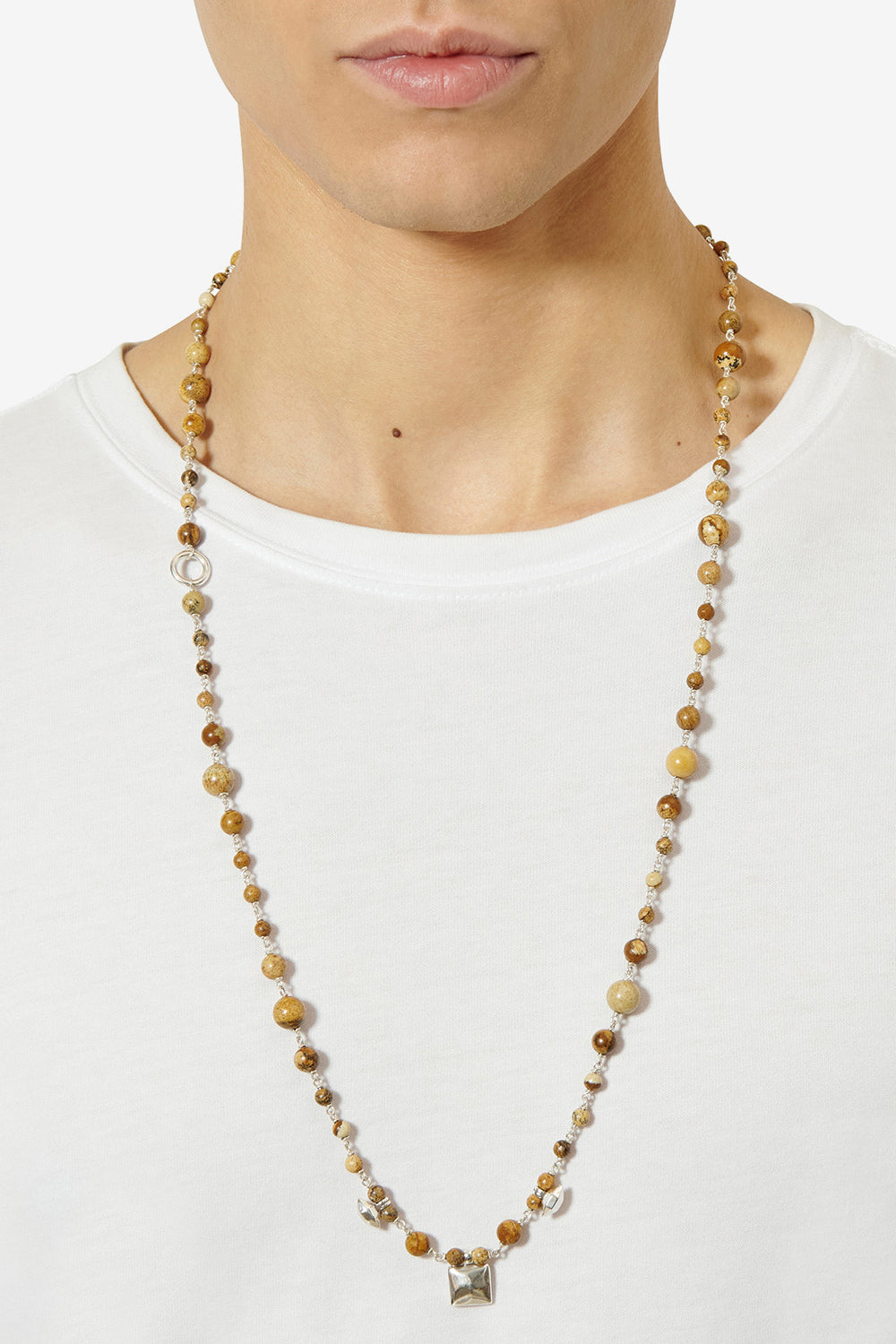 Jack 天然石 ロングネックレス - Natural and silver - Man - 2