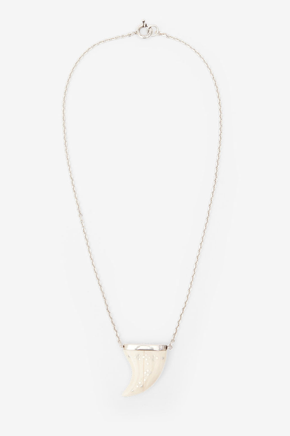 Elliot ホーンペンダント付き ロングネックレス - Ecru-silver - Man - 1