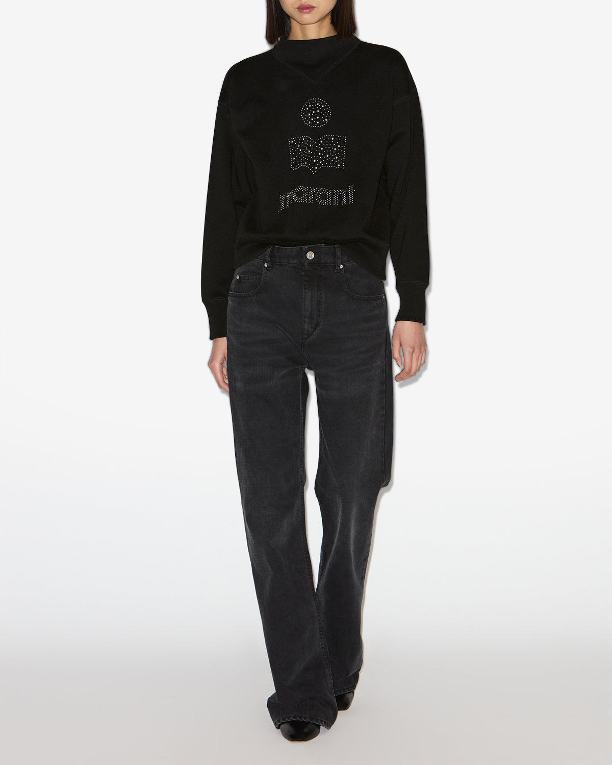 Sweatshirt moby aus flauschiger baumwolle - Schwarz - Woman - 1