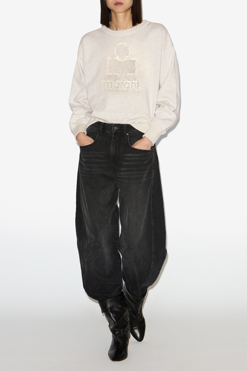 Felpa mobyli in cotone felpato - Ecru - Woman - 2