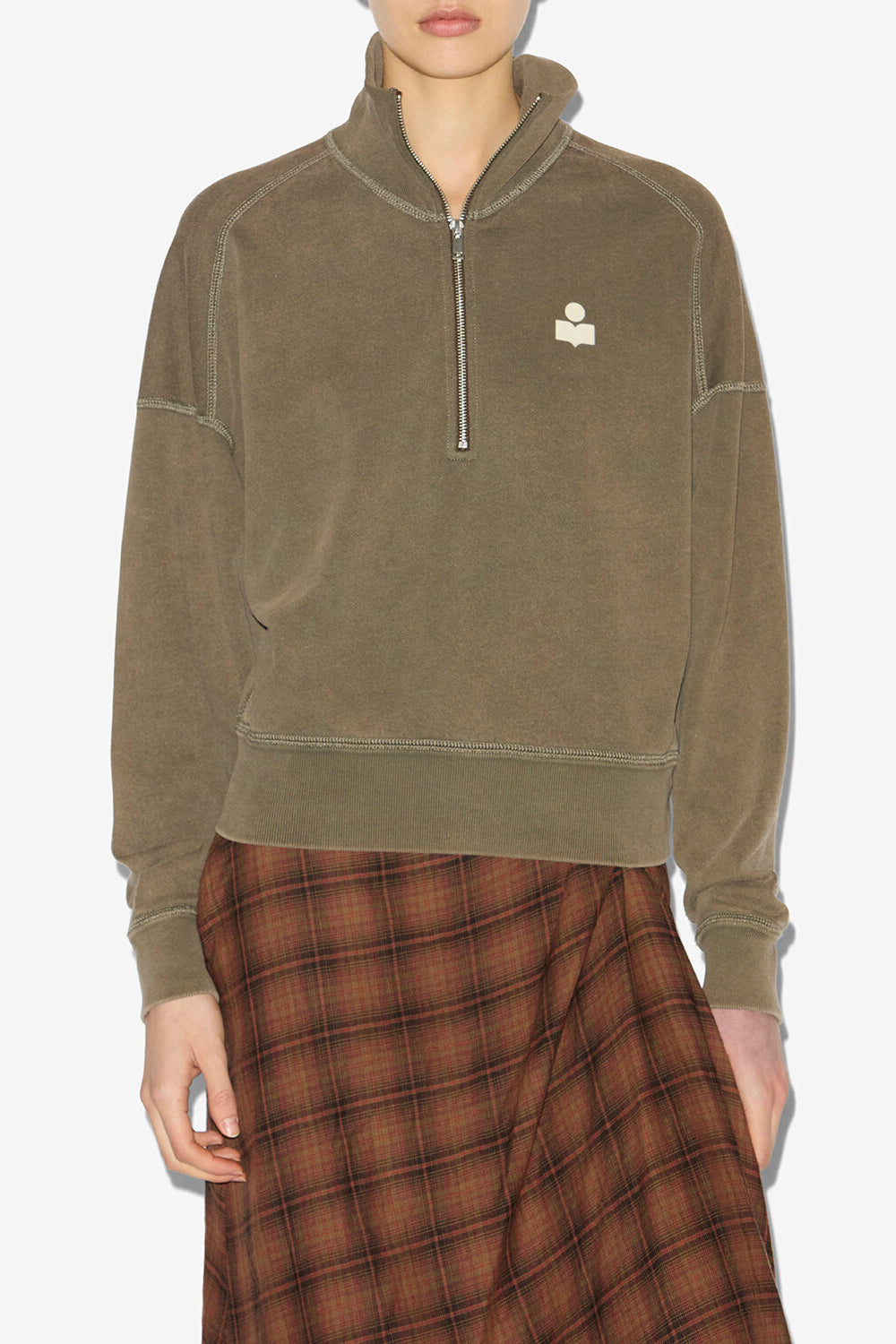 Ross 트러커 넥 면 스웨트셔츠 - Dark bronze-ecru - Woman - 4