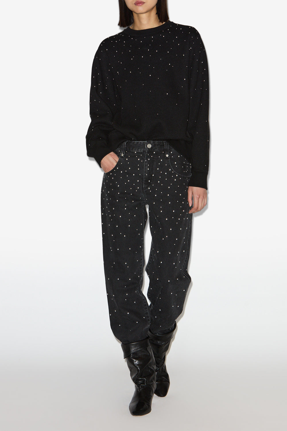 Felpa riseda con borchie - Nero - Woman - 2