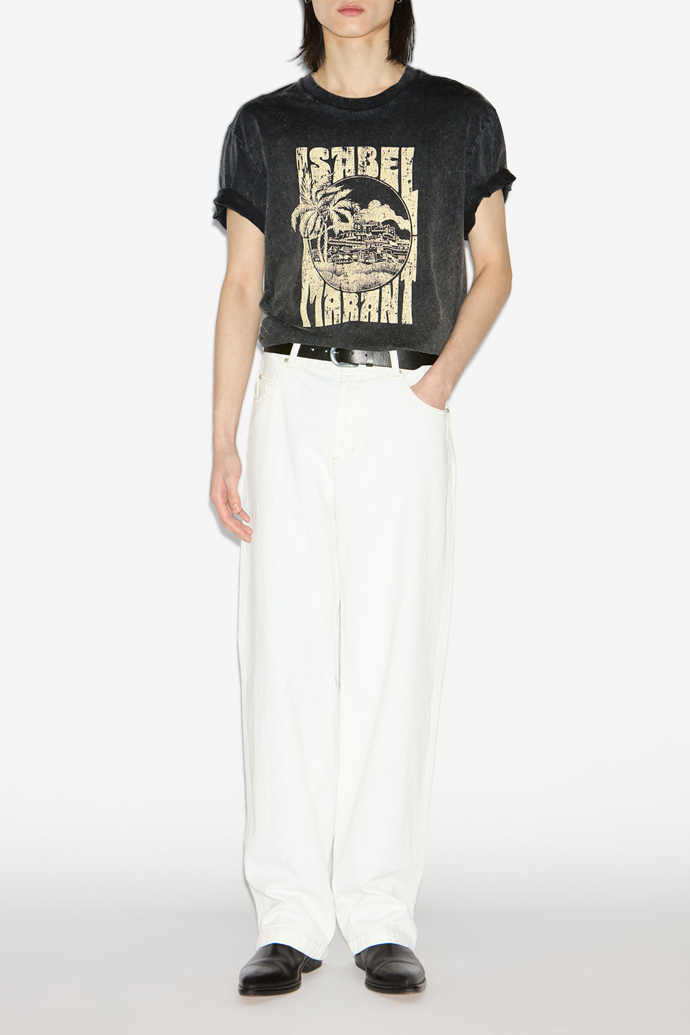 T-shirt honore à logo imprimé - Noir délavé - Man - 2
