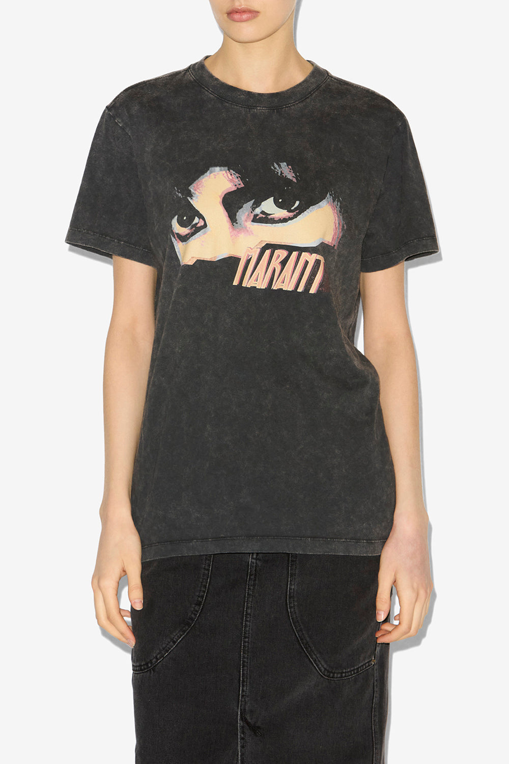 Zoeline printed cotton t-shirt - Black - Woman - 4