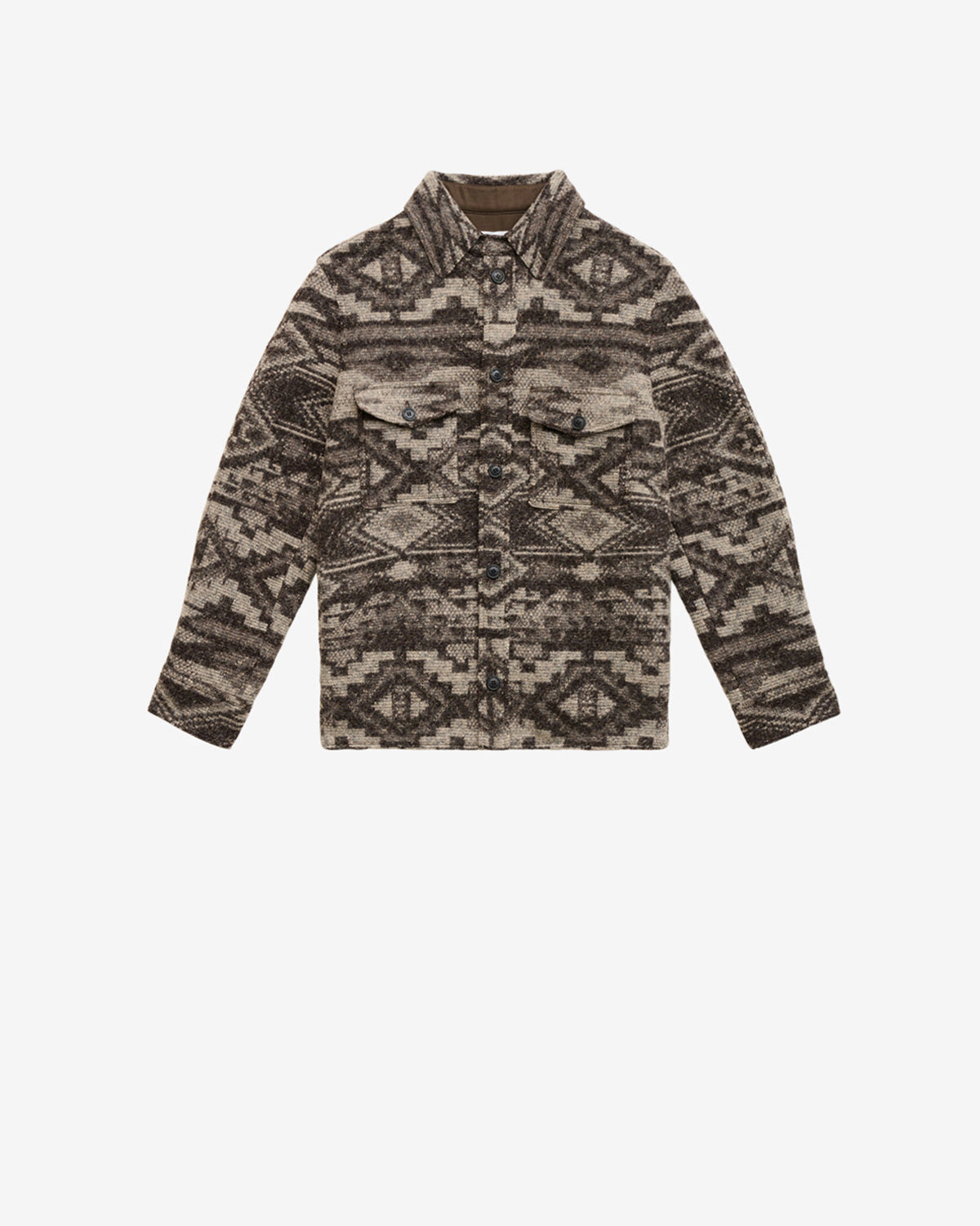 Chaqueta kervon en mezcla de lana con motivo - Marrón oscuro - Man - 5