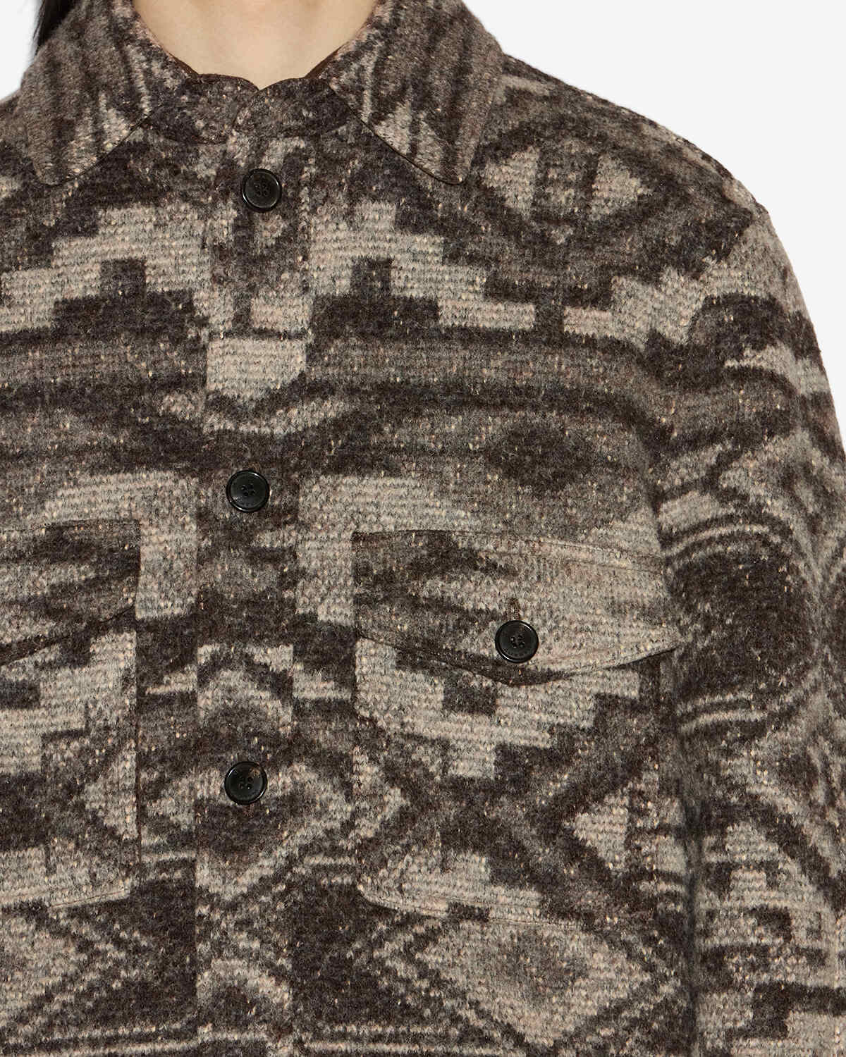 Chaqueta kervon en mezcla de lana con motivo - Marrón oscuro - Man - 2