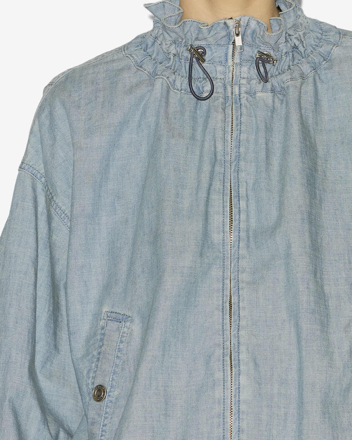 Plume short chambray jacket - Blue - Woman - 2