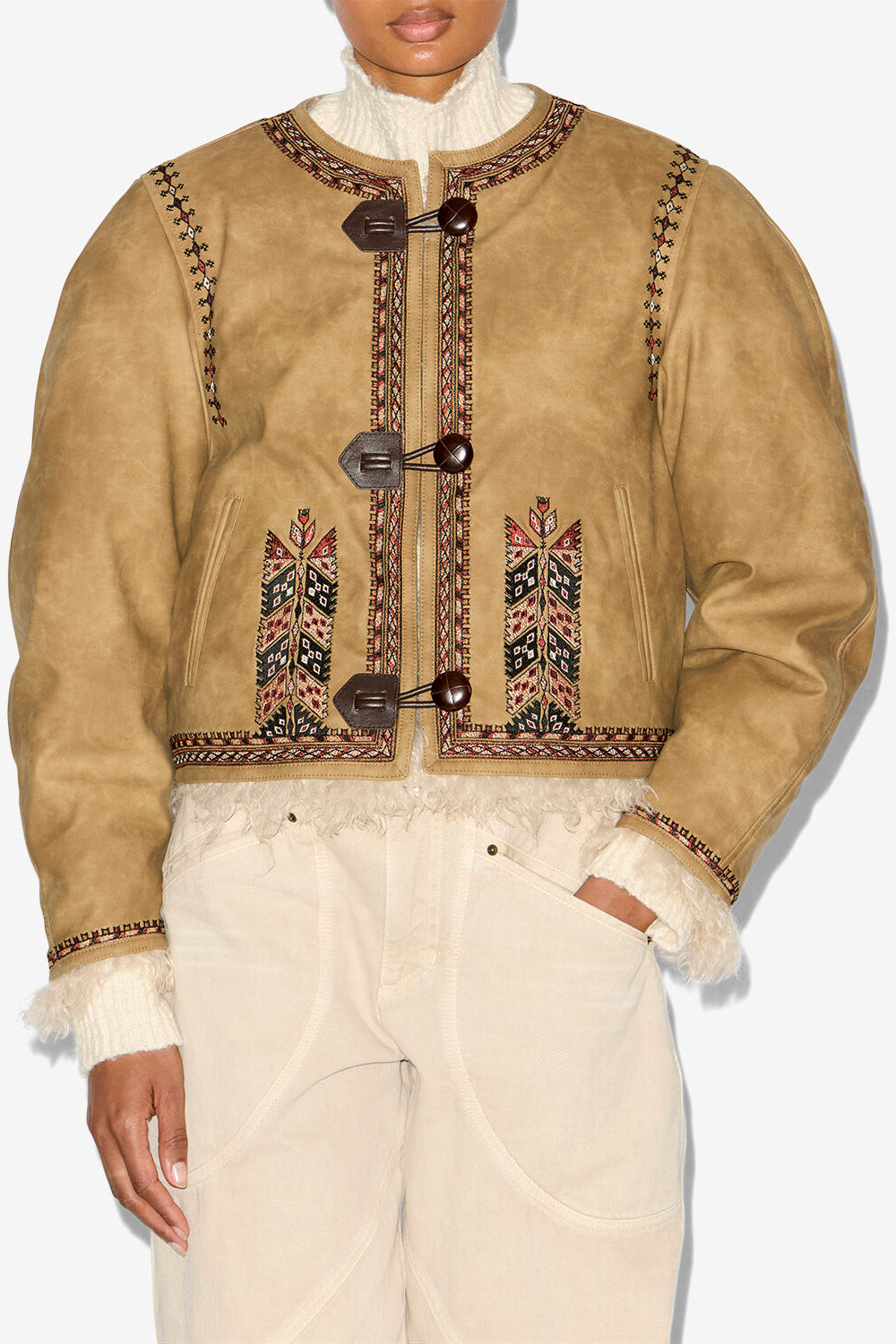 Chaqueta cely de piel sintética de oveja - Taupe - Woman - 4