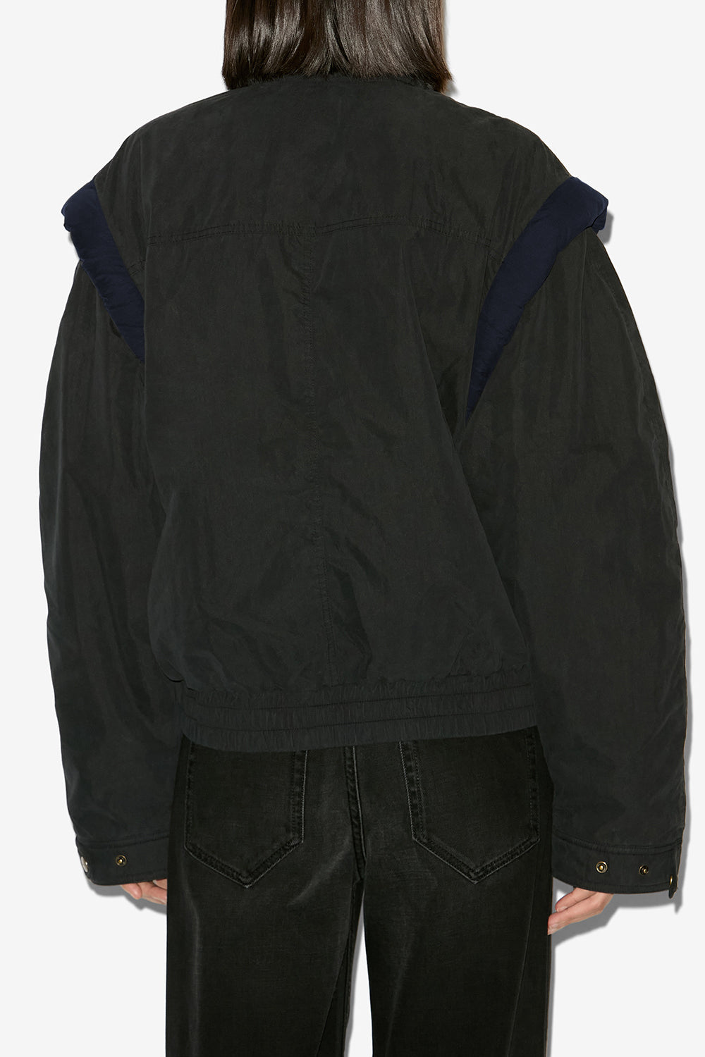 Chaqueta desha de algodón bicolor - Negro lavado - Woman - 5