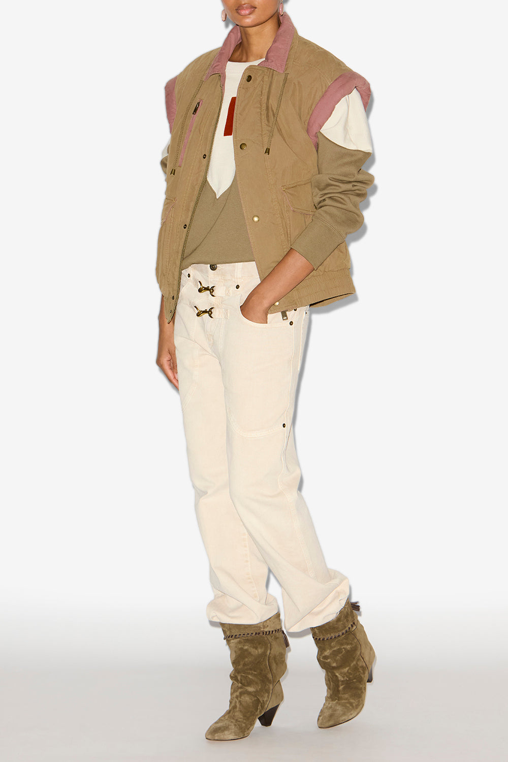 Chaqueta desha bicolor de algodón - Caqui - Woman - 2
