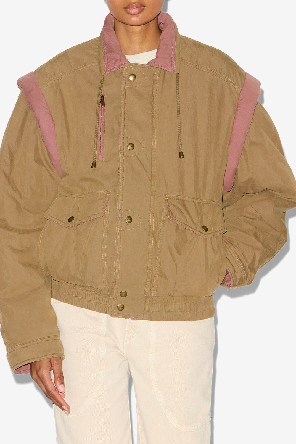 Chaqueta desha bicolor de algodón - Caqui - Woman - 4