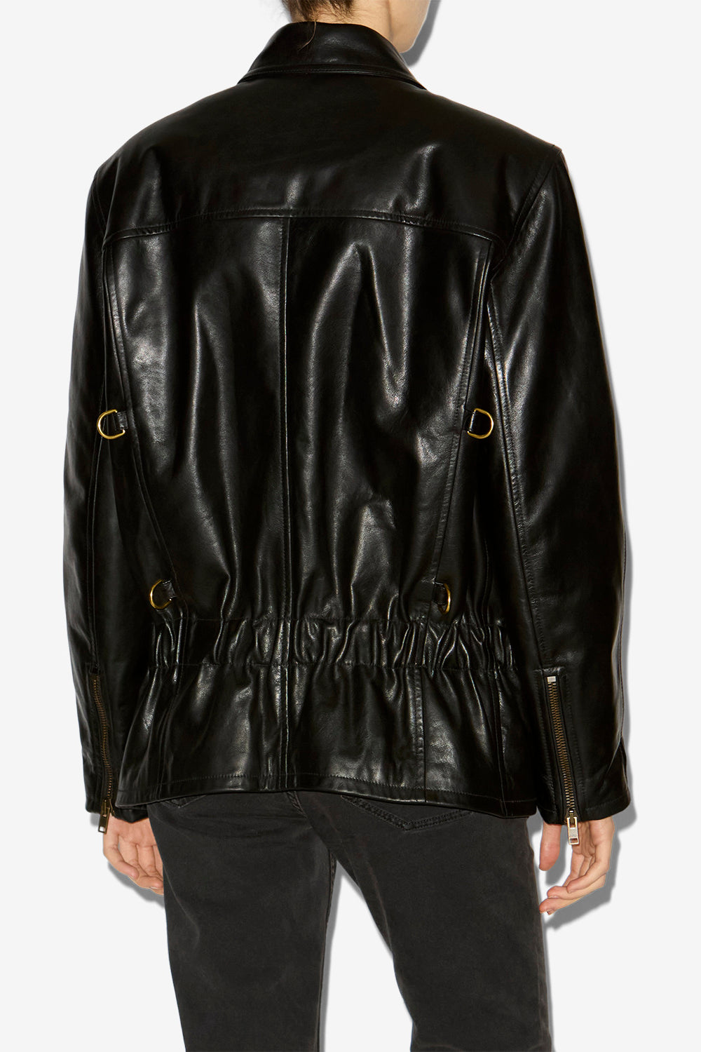 Chaqueta de cuero suave estilo biker caitlyn - Negro - Woman - 5