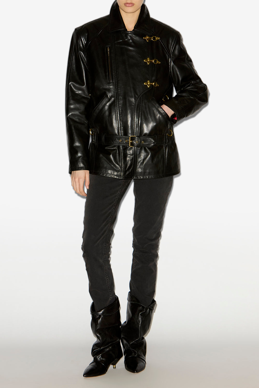 Chaqueta de cuero suave estilo biker caitlyn - Negro - Woman - 2