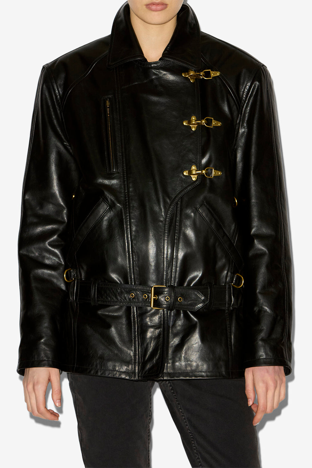 Chaqueta de cuero suave estilo biker caitlyn - Negro - Woman - 4