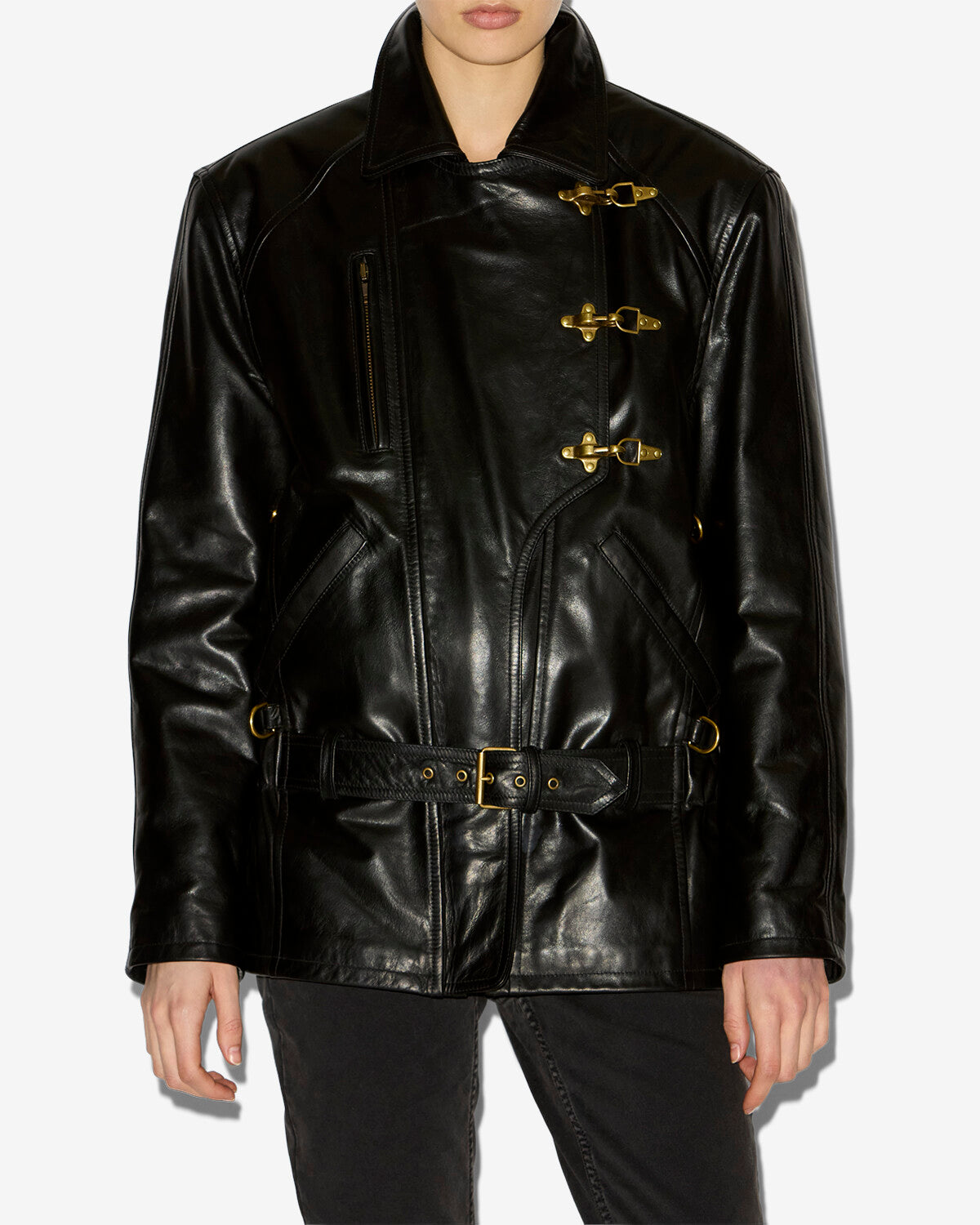 Chaqueta de cuero suave estilo biker caitlyn - Negro - Woman - 3