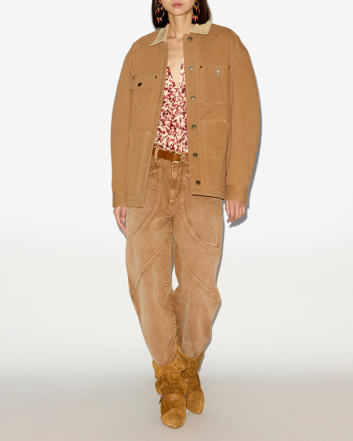 Ninon cotton workwear jacket - Cognac - Woman - 1