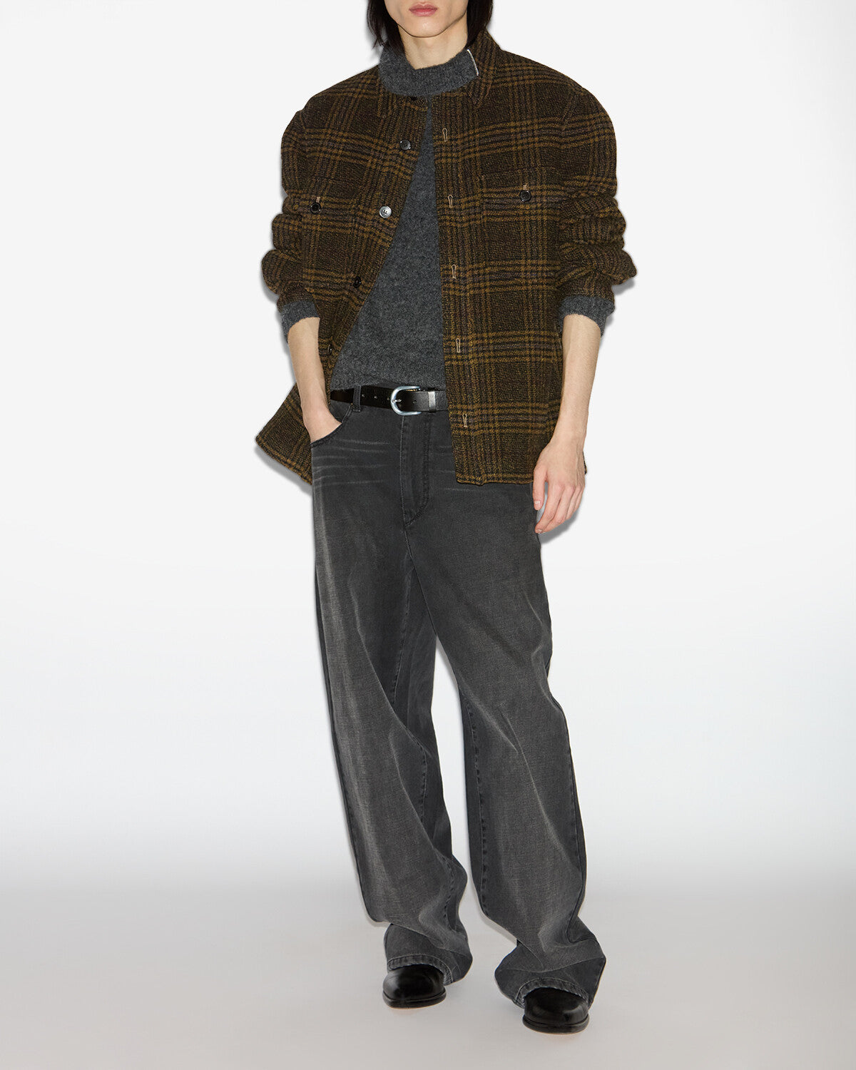 Kervey checkered virgin wool jacket - Khaki - Man - 1