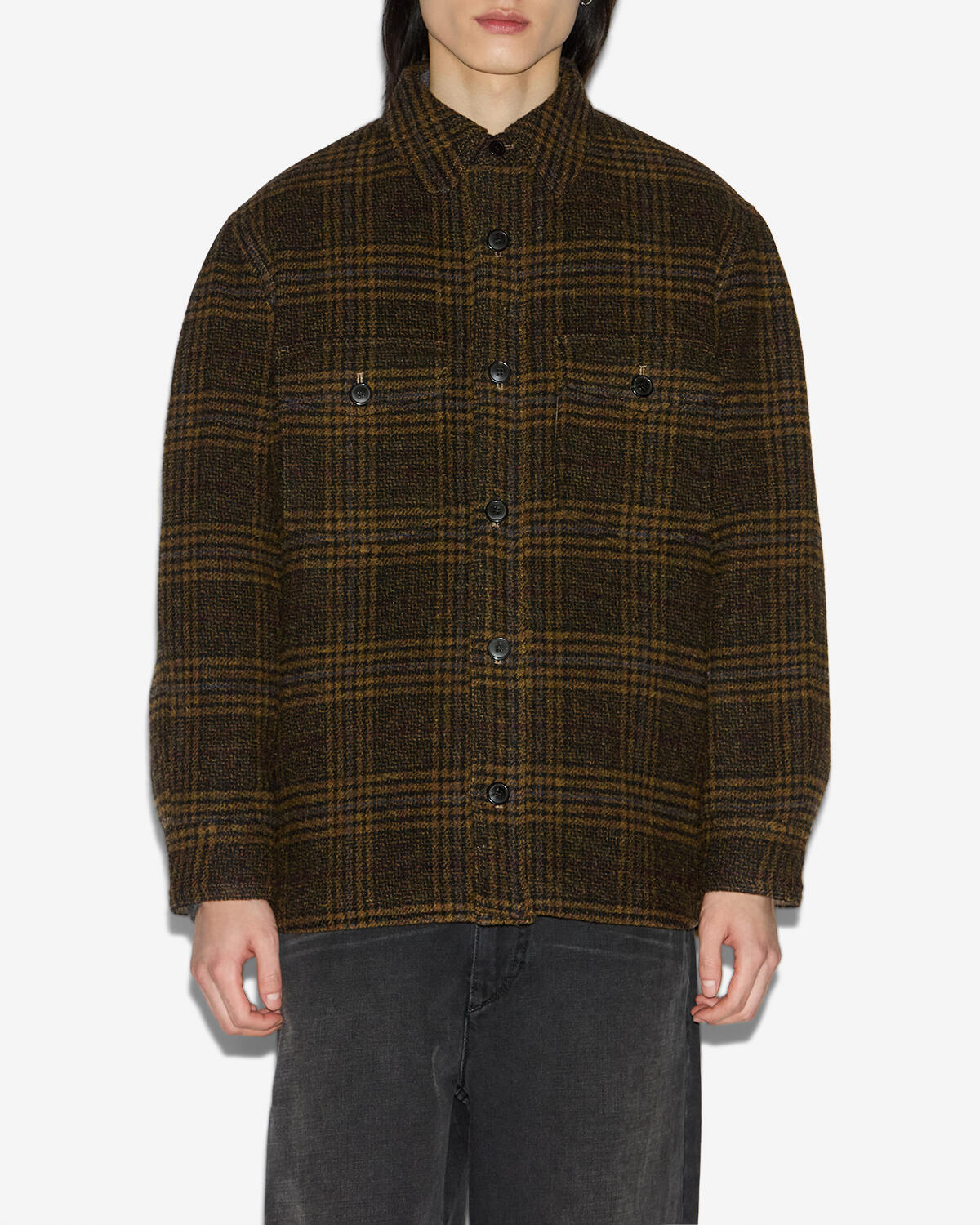 Kervey checkered virgin wool jacket - Khaki - Man - 3