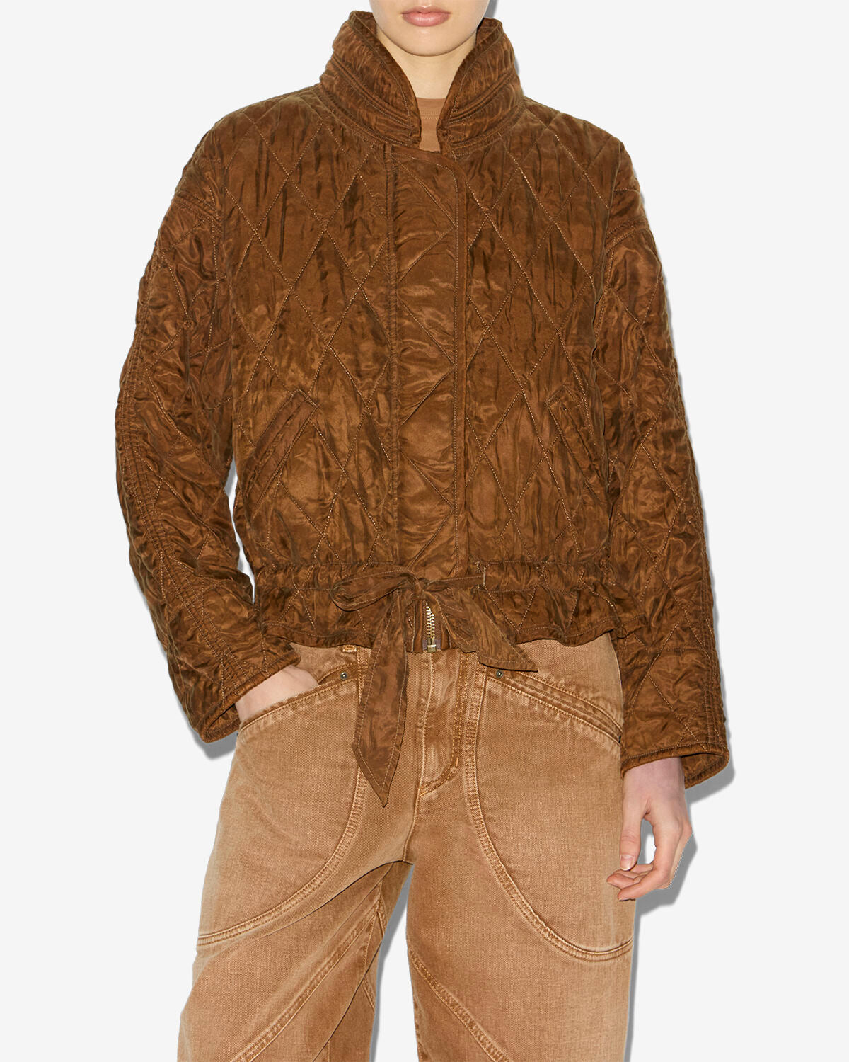 Chaqueta zakiane de satén acolchado - Tabacco - Woman - 3