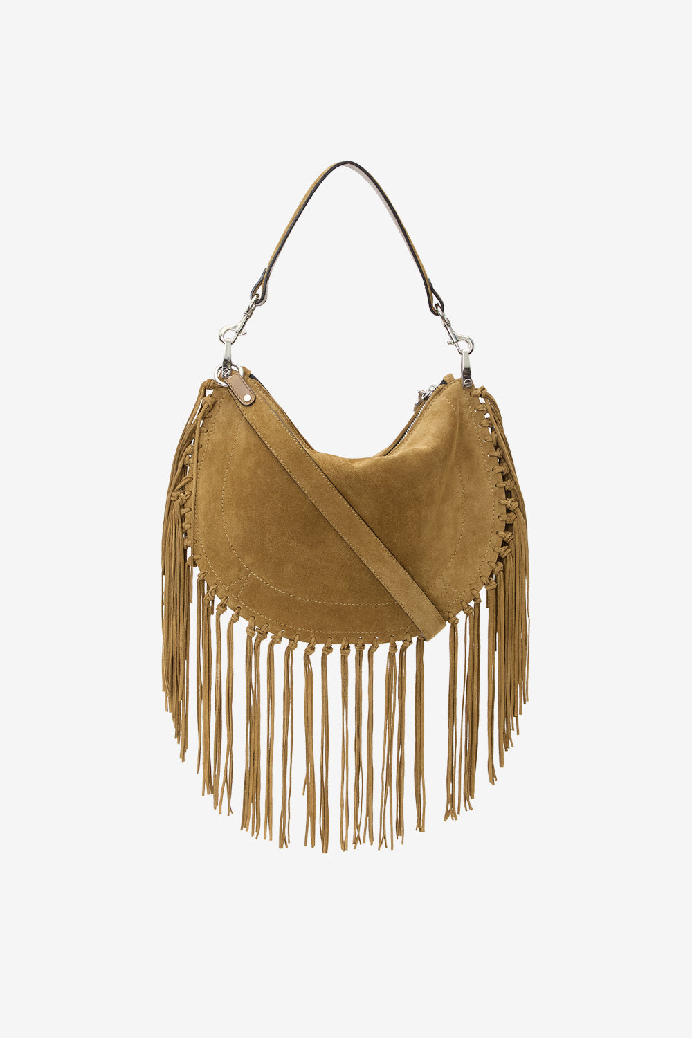 Ledertasche oskan soft zip mit nieten und fransen - Taupe - Woman - 3