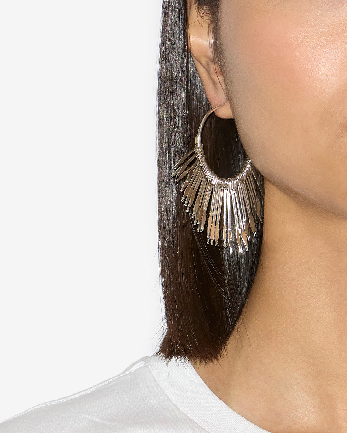 Aria hoop earrings in silver-finish brass - Silver - Woman - 2