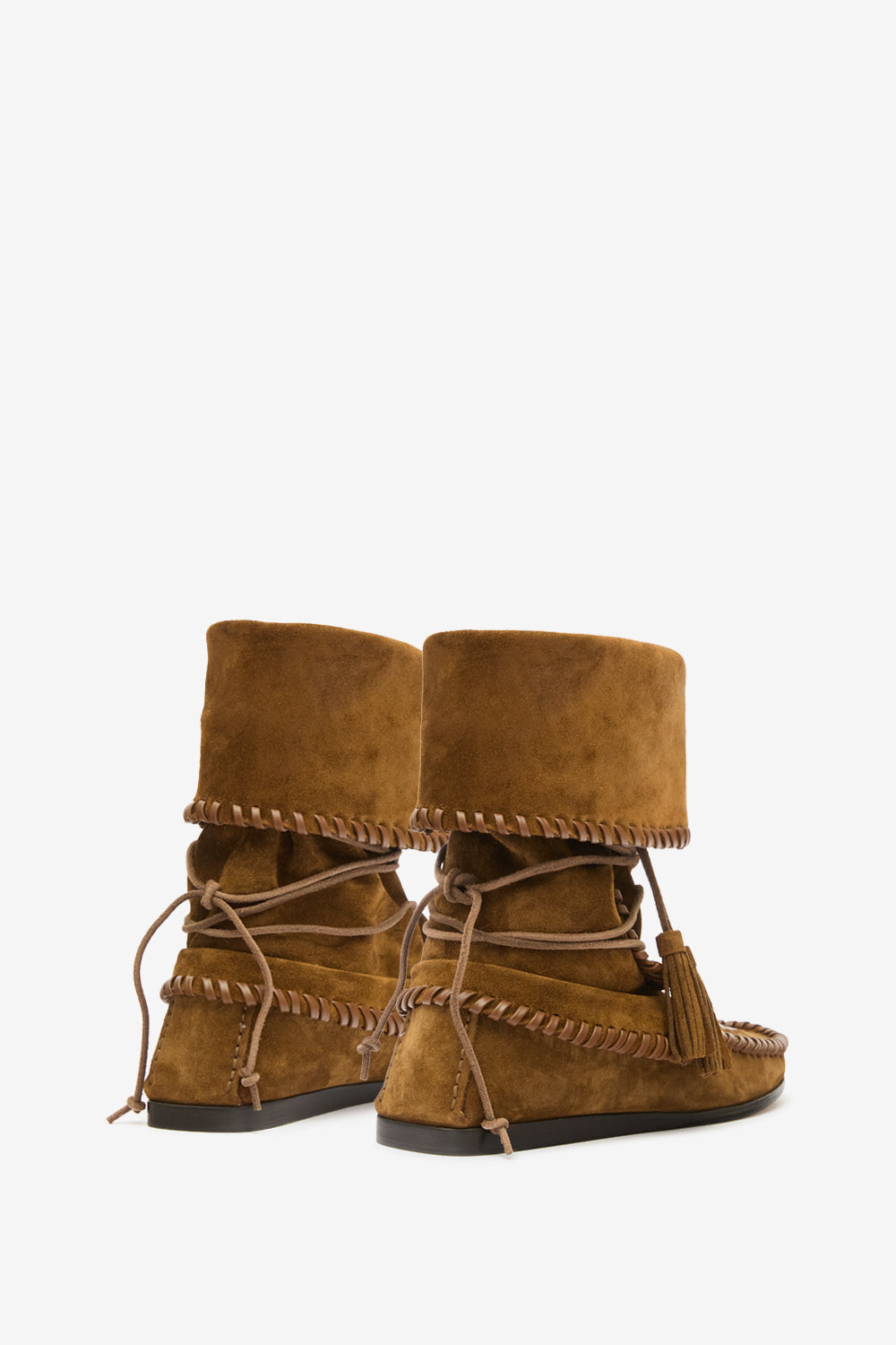 Botas de cuero trenzado winki - Cognac - Woman - 2