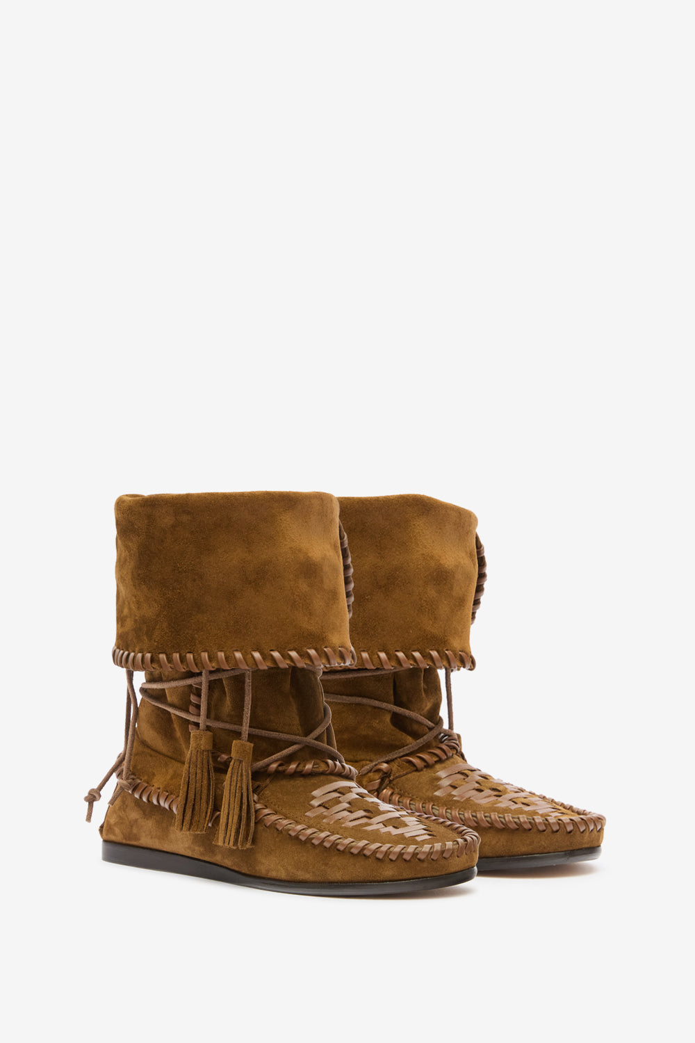 Botas de cuero trenzado winki - Cognac - Woman - 3