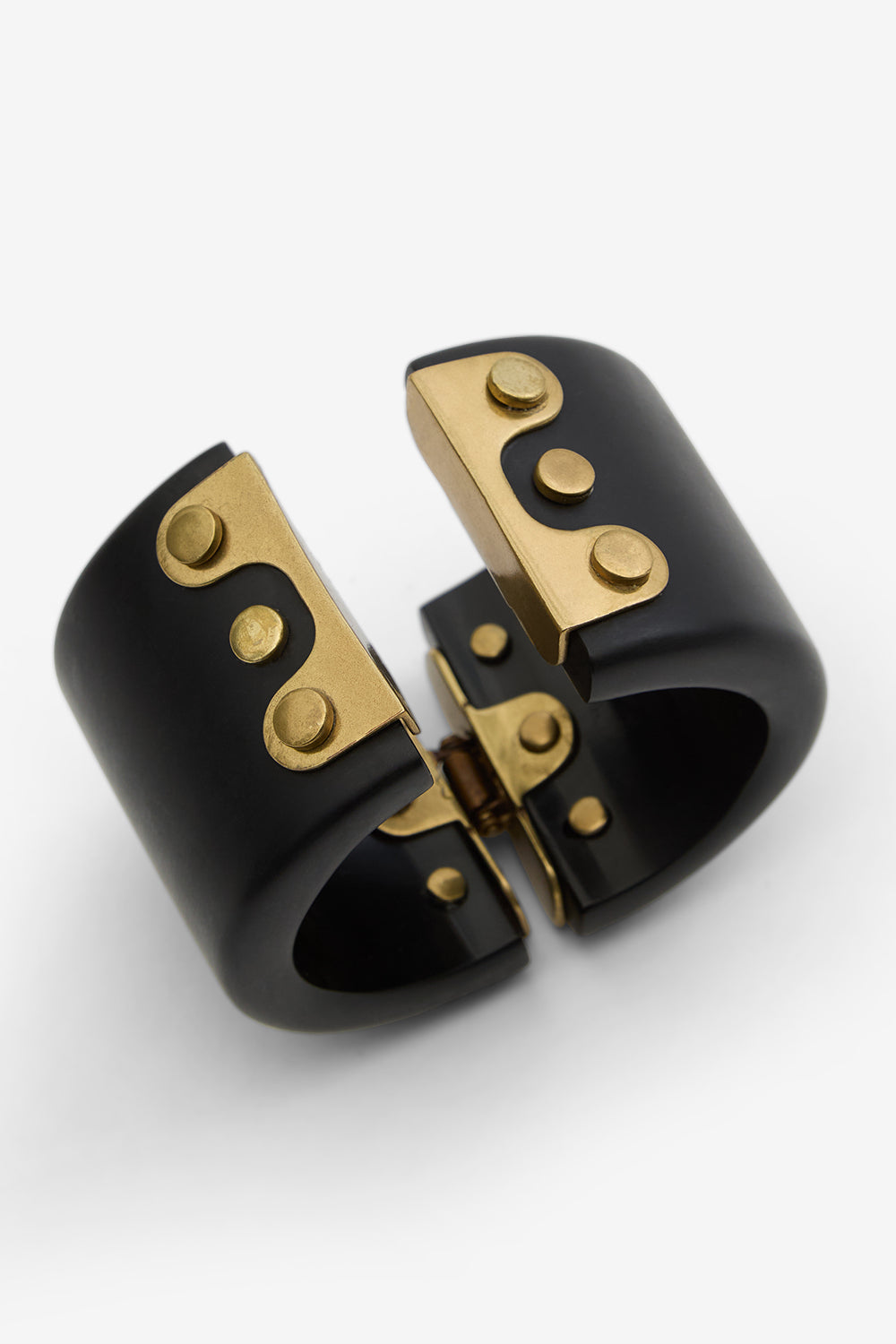 Manschettenarmband hoda auf harz und messing - Black-light brass - Woman - 3
