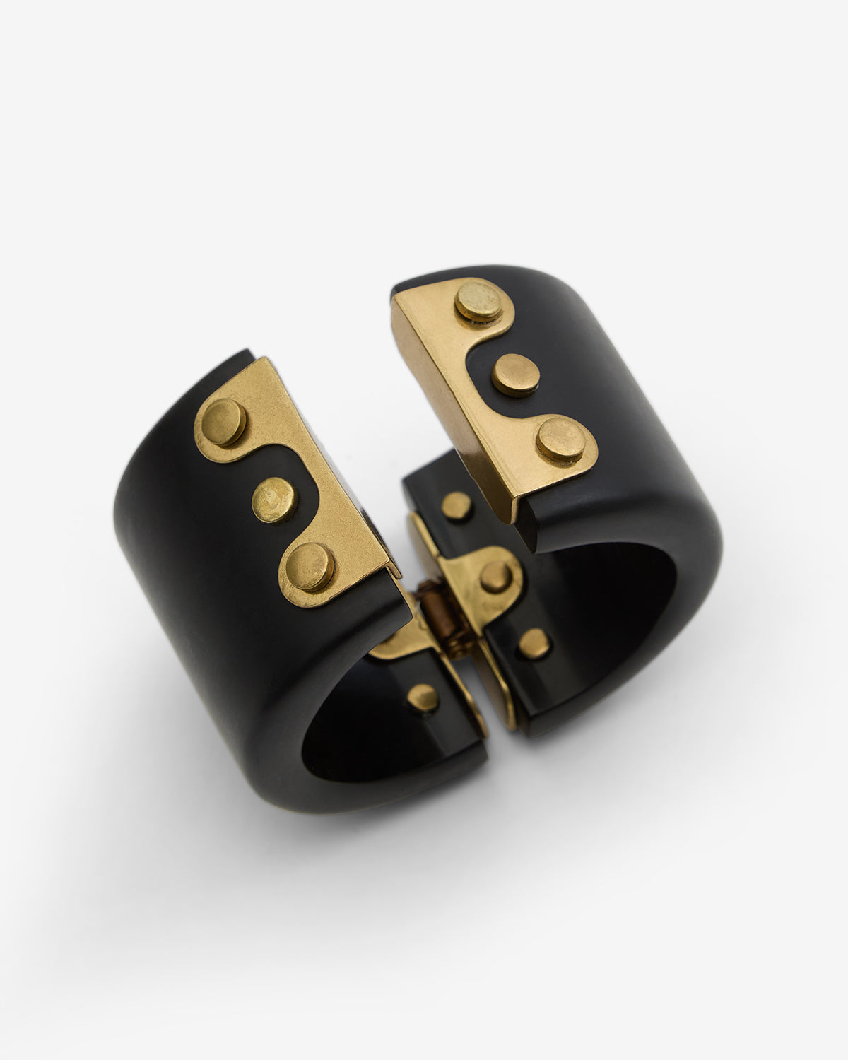 Hoda resin and brass cuff bracelet - Black-light brass - Woman - 3