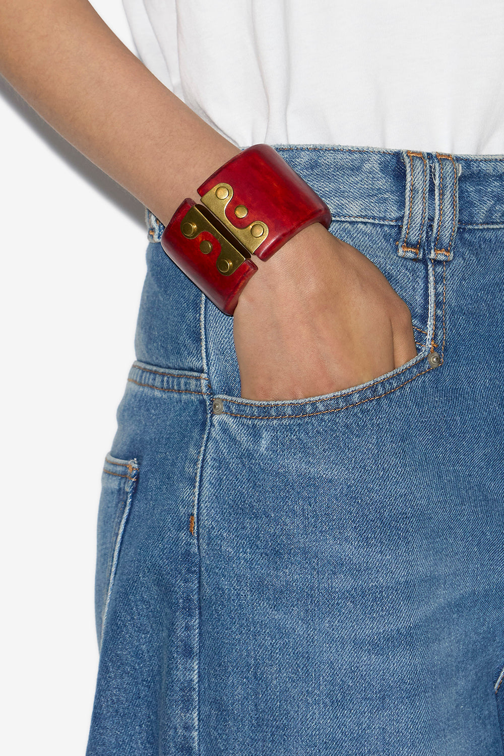 Manschettenarmband hoda aus harz und messing - Henna-light brass - Woman - 2