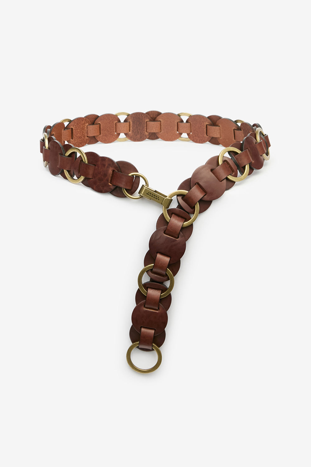 Cintura in pelle con anelli lota - Arancia - Woman - 1