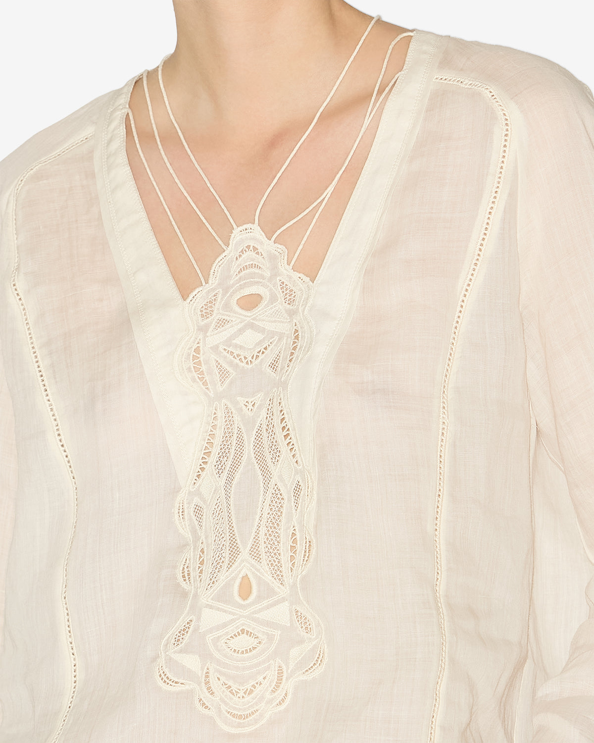 Bluse luna aus ramie mit stickereien - Naturfarben - Woman - 2