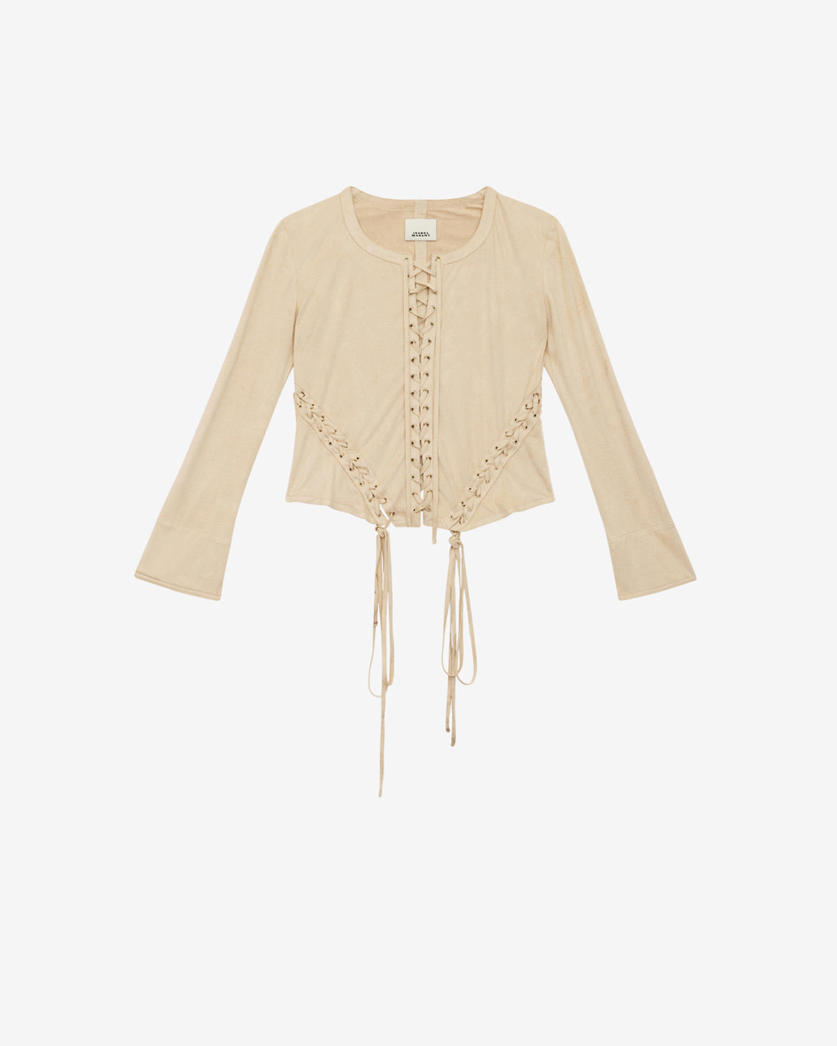 Seatle laced faux suede leather top - Ecru - Woman - 5
