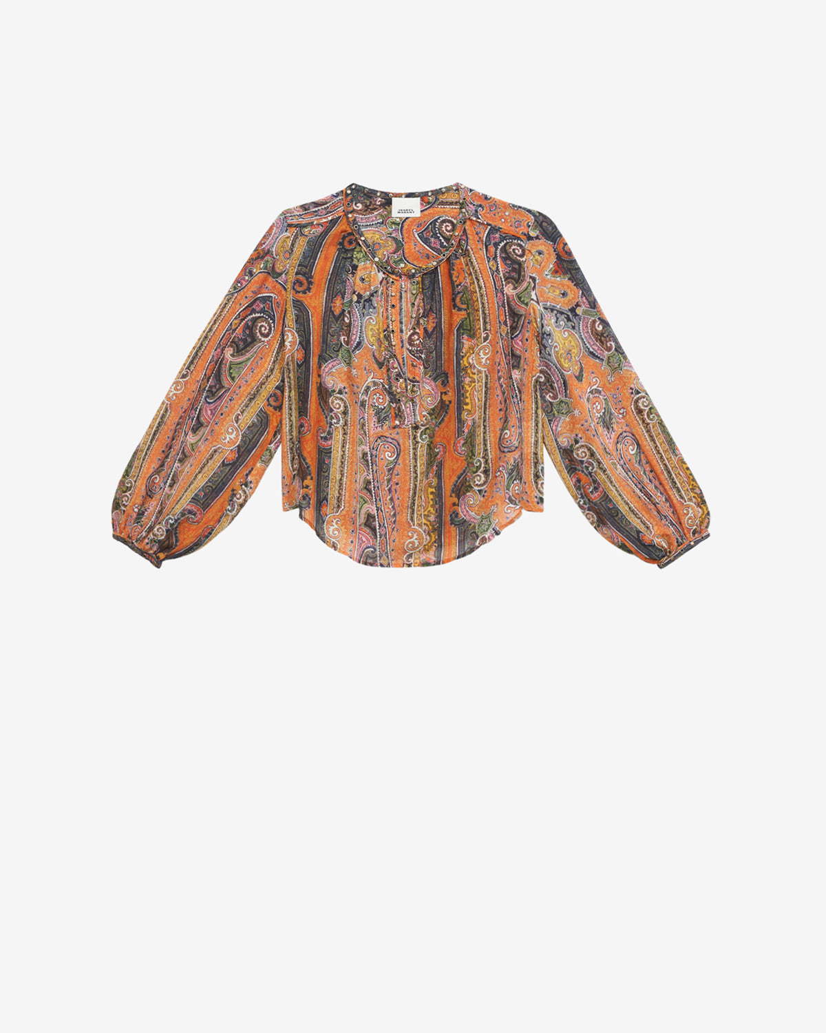 May printed silk blouse with studs and eyelets - Orange - Woman - 5