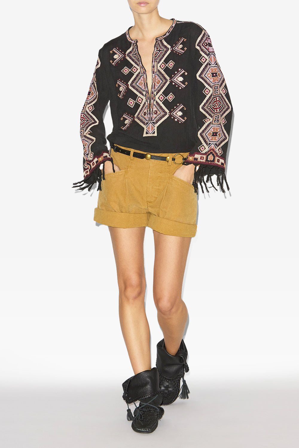 Zelda embroidered matka silk blouse - Black - Woman - 2